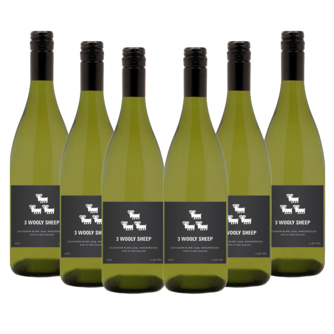 Three Wooly Sheep, Sauvignon Blanc, Marlborough, New Zealand 2024 -6 Bottle Case