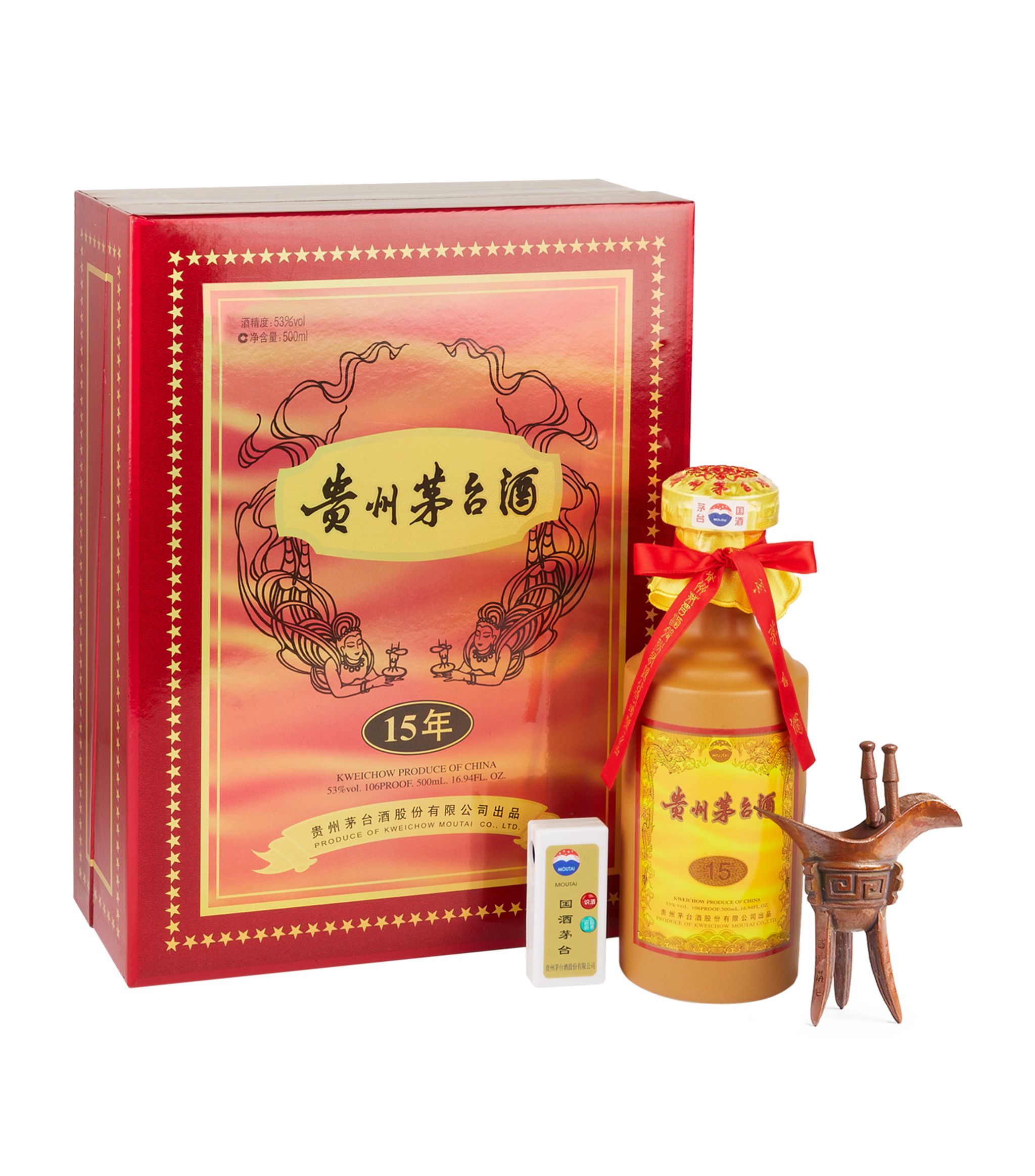 MOUTAI プレシャスゴールドラベル　375ml ギフトボックス入り Moutai 15 Year Old Baiju 50cl–The Corkscrew Wine Merchants